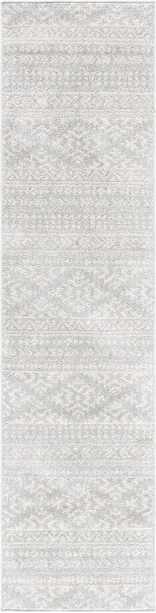SAFAVIEH Tulum Collection Runner Rug - 2' x 15', Light Grey & Ivory, Moroccan Boho Tribal Design, Non-Shedding & Easy to Clean, Ideal for Living Room, Hallway, Foyer, Bedroom (TUL272F)