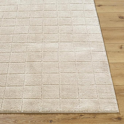 Livabliss x Our PNW Home Cascade Minimalist Grid Area Rug, 2'7" x 12', Light Beige