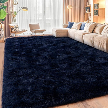 Area Rugs for Living Room, Soft Shaggy Carpets for Living Room, Fuzzy Rugs for Kids' Room, Perfect Decor for Modern Home Navy Blue 4x6 Feet