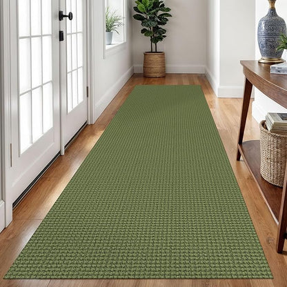 Braided Runner Rug 3x10 Ft Washable Runners for Hallways Non Slip Rubber Backed Kitchen Runners Cotton Long Entryway Runner Indoor, Woven Carpet for Hall Kitchen Entryway, Green