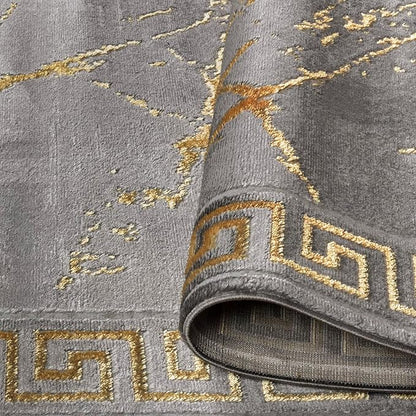 GLORY RUGS Area Rugs Marble 2x3 Grey Gold Carpet Modern Abstract Rug Living Room Dining Bedroom Rug