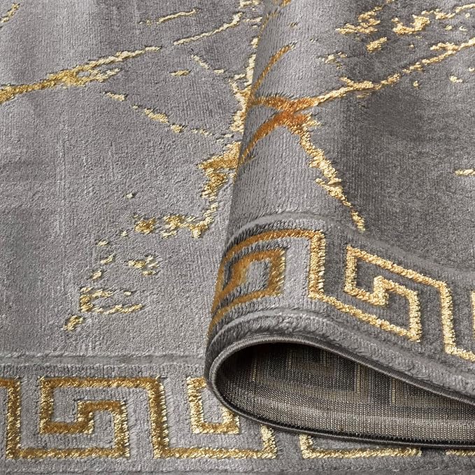 GLORY RUGS Area Rugs Marble 2x7 Gray Gold Carpet Modern Abstract Rug Living Room Dining Bedroom Rug