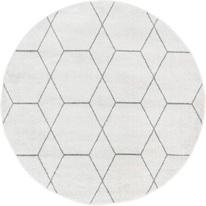Unique Loom Trellis Frieze Collection Area Rug - Geometric (6' Round, Ivory/ Gray)