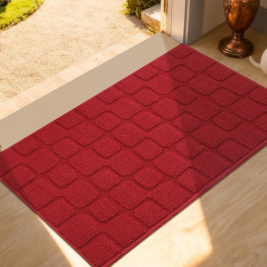 Front Door Mat Outside Entrance, Outdoor Indoor Door Mats for Entryway, Entrance, Entry, Patio, Waterproof Non Slip Doormat, Low-Profile, 20" × 31.5“, Red