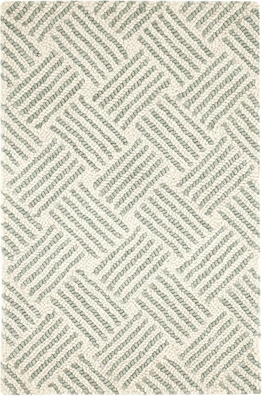 Dash & Albert Layers Desert Sage Hand Hooked Wool Rug, 9.5 X 13.5 Feet, Green Geometric Pattern - Premium Luxury Hotel Quality Soft Breathable Hypoallergenic Machine Washable Easy Care All Season