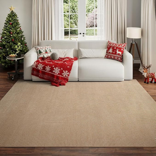 Boho Washable Area Rugs 6x9 ft, Non Slip Area Rug for Living Room, Braided Office Rugs Bedroom Rug Woven Washable Indoor Floor Carpets for Office Dining Bedroom Living Room, Easy to Clean, Brown