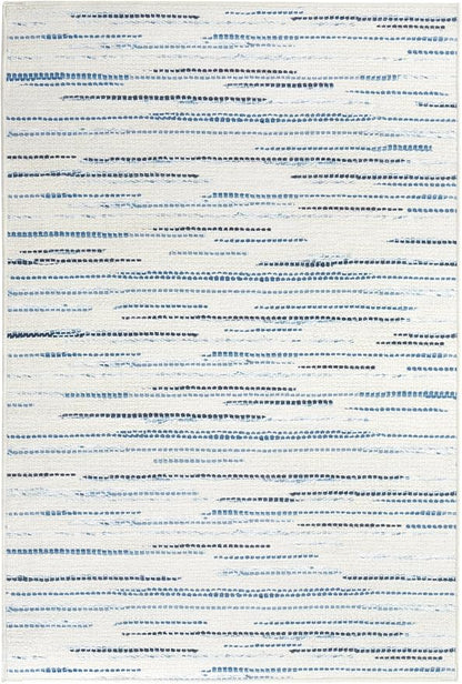 Dash & Albert Elwood Blue Machine Washable Rug, 4 X 6 Feet, Blue Stripe Pattern - Premium Luxury Hotel Quality Soft Breathable Hypoallergenic Machine Washable Easy Care All Season Comfortable