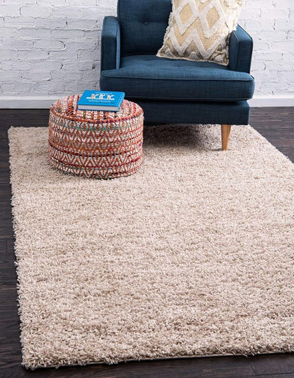 Unique Loom Solid Shag Collection Area Rug (4' 1" x 6' 1" Rectangle, Taupe)