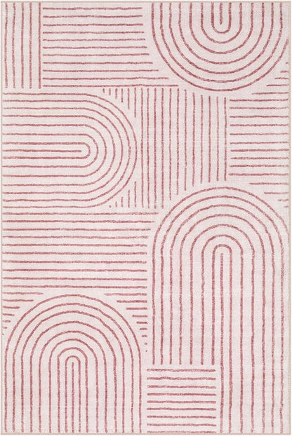 Lahome Abstract 6x9 Area Rugs, Soft Pink Rugs for Bedroom Girls, Ultra-Thin Non Slip Washable Throw Large Carpet for Living Room Dining Room Office (6'x9',Pink)