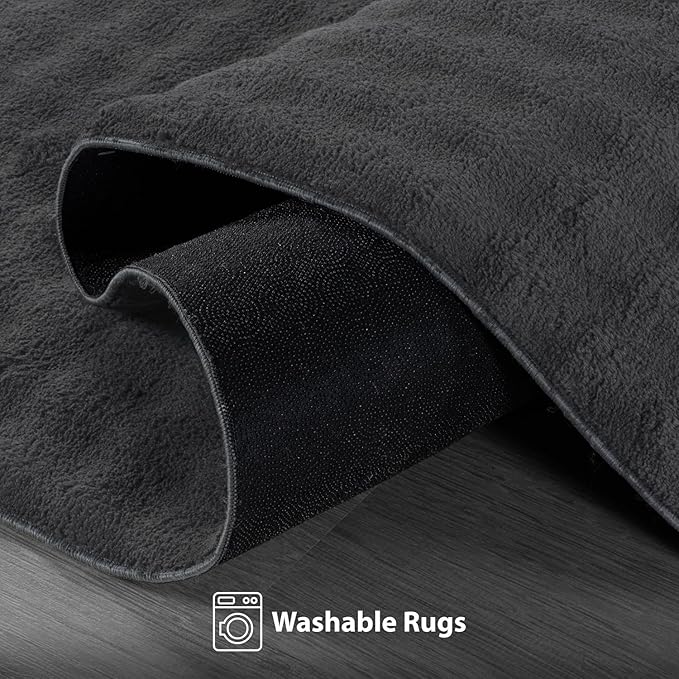 CAMILSON Modern Dark Gray Non Slip Rug 4x6 Ultra Soft High Pile Area Rugs Non Skid Rubber Backing Durable & Easy to Clean Carpet for Living Room Bedroom Kids Room Indoor Use (4 x 6 Dark Gray)