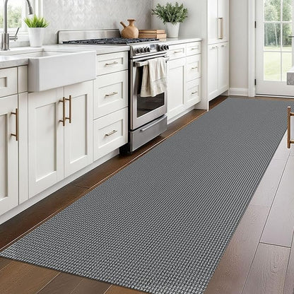 Braided Runner Rug 3x10 Ft Washable Runners for Hallways Non Slip Rubber Backed Kitchen Runners Cotton Long Entryway Runner Indoor, Woven Carpet for Hall Kitchen Entryway, Dark Grey/Grey