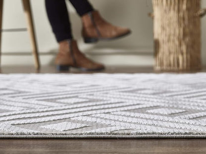 Abani Modern Grey Geometric Striped Chevron 7'9" X 10'2" Area Rug Rugs Nova Collection - Eclectic Pattern Accent Rug
