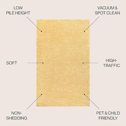 JONATHAN Y Haze Solid Low-Pile Mustard 6' Round Indoor Area Rug, Coastal,Bohemian,Minimalist,Classic, Easy-Cleaning for Living Room,Bedroom,Kitchen,Pet Friendly,Non-Shedding (SEU100B-6R)