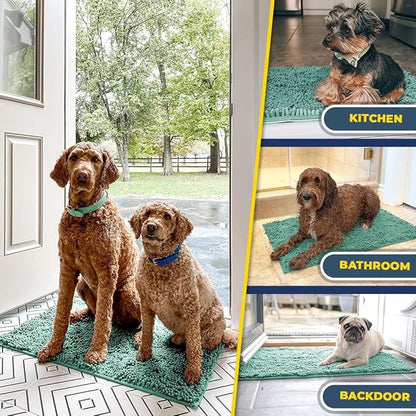 Muddy Mat® | Super Absorbent Door Mat Indoor, Microfiber Quick Dry Chenille Entryway Rug, Non-Slip Front Door Mat, Indoor Mats for Entryway, Machine Washable Pet Rug, Sea Green 24"x36"