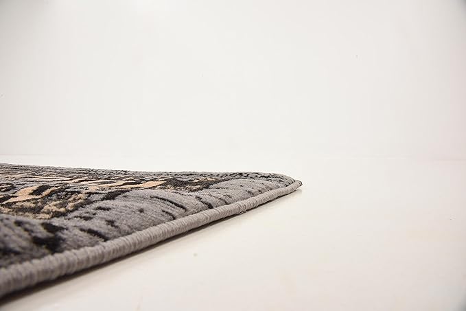 Unique Loom Taftan Collection Border Geometric Tribal Inspired Design Area Rug (6' 0 x 9' 0 Rectangular, Gray/ Black)