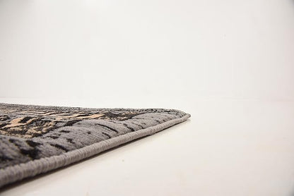 Unique Loom Taftan Collection Border Geometric Tribal Inspired Design Area Rug (6' 0 x 9' 0 Rectangular, Gray/ Black)