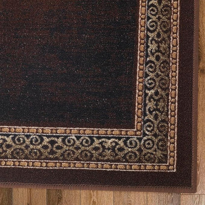 Antep Rugs Alfombras Bordered Modern 2x7 Non-Slip (Non-Skid) Low Pile Rubber Backing Indoor Area Runner Rug (Brown, 2' x 7')