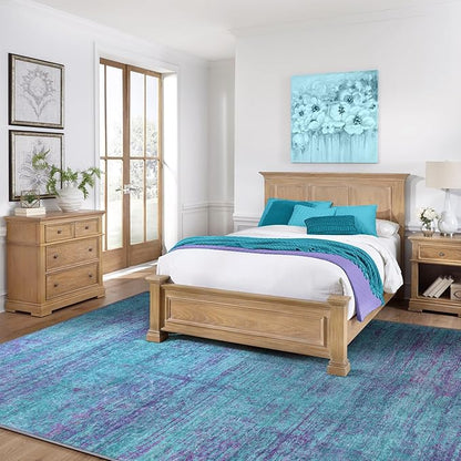 6x8 Area Rugs, Modern Abstract Teal Purple Washable Rug for Living Room, Soft Large Non-Slip Carpet for Bedroom Dining Room Home Office Farmhouse Decor - Teal+Purple