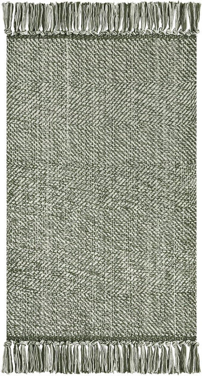 Collive Washable Area Rug 3' x 5', Modern Woven Kitchen Rugs, Olive Green/Cream Braided Cotton Rug Indoor Door Mat Throw Carpet for Entryway Living Room Nursery Mudroom Laundry Room