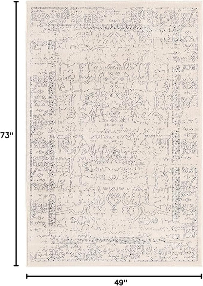Unique Loom Isabella Collection Area Rug - Adjani (4' 1" x 6' 1" Rectangle, White/ Blue)