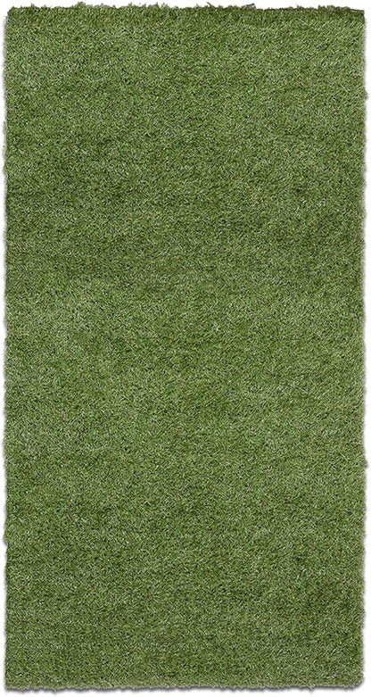 Ottomanson 2'7" x 5' Artificial Faux Grass Rug - Realistic Turf with UV Protection - Perforated for Easy Drainage - Durable, Hose-Off Synthetic Lawn Carpet for Indoor & Outdoor Use, Green