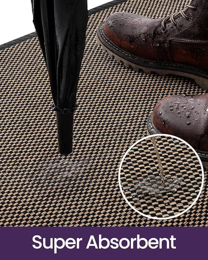 DEXI Ultra Thin Entryway Door Mat 32x48, Non Slip Rubber Backing Inside Entry Mat, Low Profile Easy Clean Dirt Trapper Doormat for Inside Entrance Patio, Black