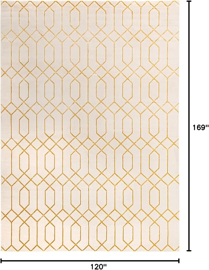 Marilyn Monroe Glam Collection Area Rug - Trellis (10'x 14' 1" Rectangle, White Gold/ Gold)