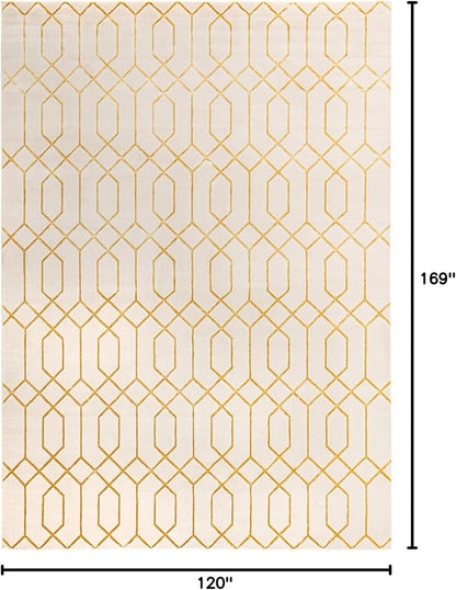 Marilyn Monroe Glam Collection Area Rug - Trellis (10'x 14' 1" Rectangle, White Gold/ Gold)