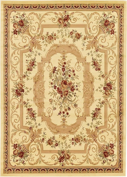 Rugs.com Chateau Collection Rug – 8' x 11' Cream Medium Rug Perfect for Living Rooms, Large Dining Rooms, Open Floorplans