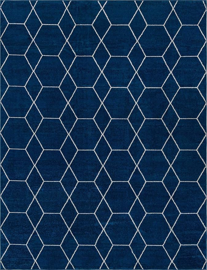 Unique Loom Trellis Frieze Collection Area Rug - Geometric (10' x 13', Navy Blue/ Ivory)