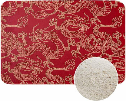 Dragon Bath Rugs Microfiber Bathroom Mat Soft Plush Shaggy Shower Mat for Bathroom Fluffy Comfortable Water Absorbent Carpet Non-Slip Machine Washable 20"X30"