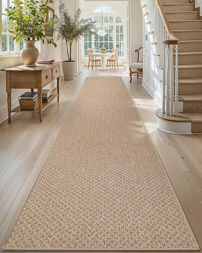 Color&Geometry Door Mat 3'x10' Runner Rug with Rubber Backing, Non Slip Washable Hallway Runner Kitchen Runner Rug, Carpet Runners for Hallway Living Room Bedroom, Beige (Rolled-up NO Creases)