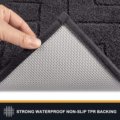 PURRUGS Dirt Trapping Door Mat 34" x 59", Non-Slip Machine Washable Entry Rug, Shoe Scraper, Dog Doormat, Super Absorbent Welcome Mat for Front & Back Door, Muddy Wet Shoes & Paws, Charcoal