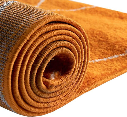 Unique Loom Trellis Frieze Collection Area Rug - Geometric (5' 1" Round, Orange/ Ivory)