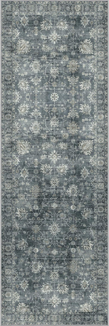 GENIMO Runner Rug 2x6 Non Slip Machine Washable Vintage Hallway Runner Rug, Low Pile Lightweight Rugs for Entryway, Hallway, Kitchen and Corridor, Ashen Taupe