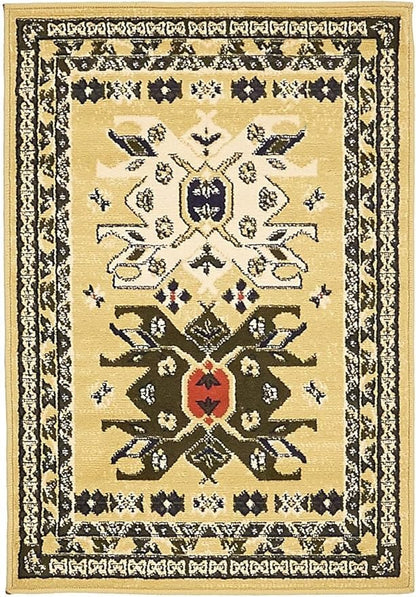Unique Loom Taftan Collection Border Geometric Tribal Inspired Design Area Rug (2' 2 x 3' 0 Rectangular, Gold/ Gray)