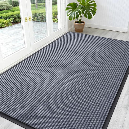 OLANLY Front Door Mat Indoor Outdoor Entrance, Waterproof Heavy Duty Doormat, Fade Resistant, Low Profile, Easy Clean Patio Porch Welcome Floor Mats for Entry, 59x30, Ash Grey
