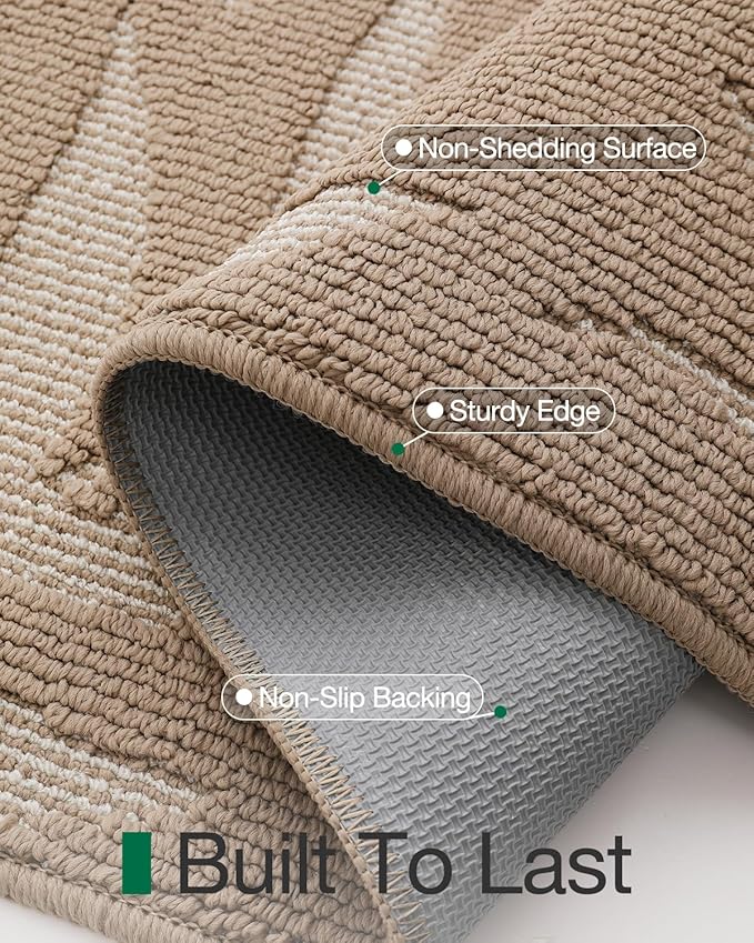 LUMI Front Door Mat Indoor Entrance 32"x48", Low Profile Welcome Mat, Non-Slip Washable Doormat with Rubber Backing for Entrance, Patio, Garage, Beige