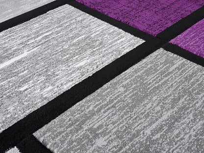 Geometric Area Rug - Decorative Home & Office Rug - Indoor Carpet for Living Room, Bedroom, Family or Dining Room - Non-Fading Polyester Material, Stain-Proof - Made in Turkey - Purple 5 x 7 ft
