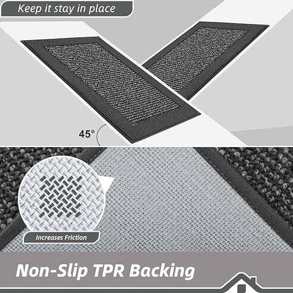 BEQHAUSE Indoor Door Mat 24" x 36", Dirt Trapper Door Mats Non-Slip Entryway Rugs Washable, Resist Dirt Absorbent Welcome Mat, Low Profile Floor Mats for Front Back Door and Entryway, Charcoal