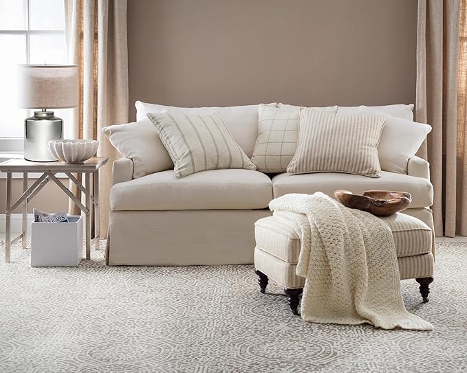 Dash & Albert Temple Taupe Hand Micro Hooked Wool Rug, 2.5 X 8 Feet, Tan Geometric Pattern