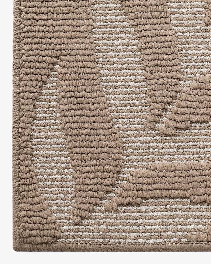 LUMI Front Door Mat Indoor Entrance 48"x72", Low Profile Welcome Mat, Non-Slip Washable Doormat with Rubber Backing for Entrance, Patio, Garage, Beige