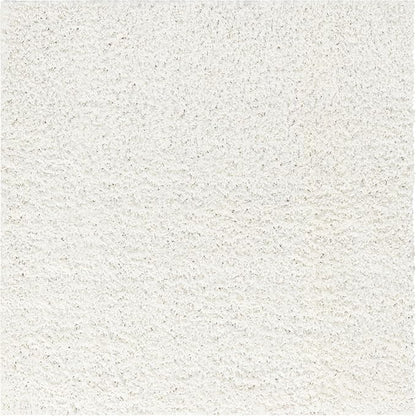 Unique Loom Davos Shag Collection Area Rug - Solid (5' 3" Square, White/ Ivory)