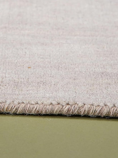 Hand Knotted Loom Wool ECO-Friendly Area Rugs - 6'x6', Square, Beige Color, Solid Plain Design, High Pile Thick Handmade Anti Skid Area Rugs for Living Room, Bed Room (L00111)