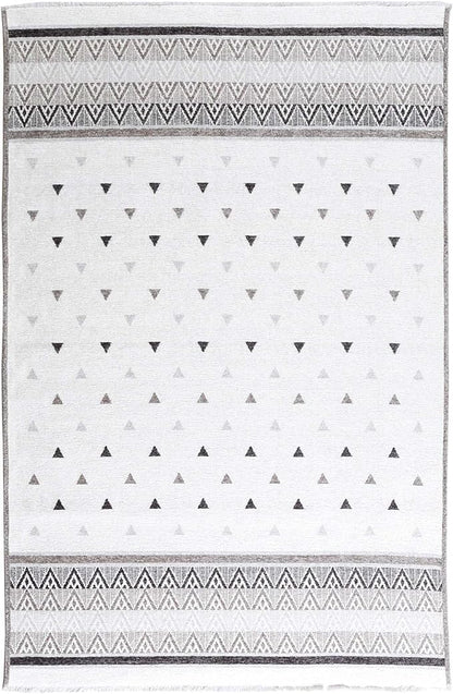 Alfa Rich 5x8 Gray Off White Washable Area Rugs for Living Room Bedroom Kitchen Dining Cotton Rug