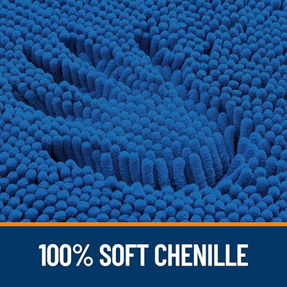 OLANLY Bathroom Rugs 24x16, Extra Soft Absorbent Chenille Bath Rugs, Rubber Backing Quick Dry, Machine Washable Bath Mats for Bathroom Floor, Tub and Shower, Home Decor Accessories, Deep Navy Blue