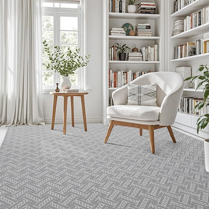 LUMI 4x6 Washable Low-Pile Area Rug for Living Room, Ultra Soft Modern Neutral Rugs with Non Slip Backing, Low Profile Carpet High Traffic for Bedroom, Dining Room, Grey
