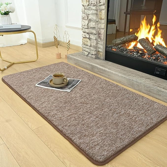 AROGAN Small Washable Area Rugs for Bedroom, 2×4 Runner Rug with Memory Foam for Hallway, Non Slip Fluffy Carpet Indoor Rug Runner for Kitchen, Bedside, Entryway Bathroom Home Decor, Matte Brown