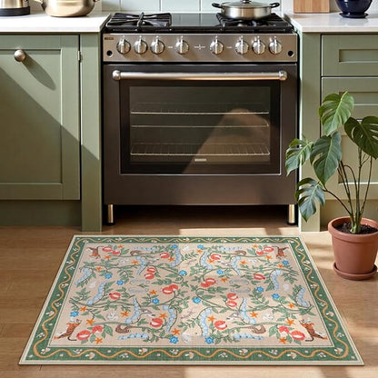 Collive 2x3 Small Rugs for Entryway, Green Washable Jungle Animal Kitchen Rugs for Bathroom Non Slip Indoor Door Mat, Soft Ultra-Thin Throw Carpet for Bedroom Entry Home Decor