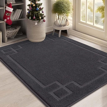 BEQHAUSE Door Mat 32" x 48", Non-Slip Door Mats Indoor Entryway Rugs Washable Low-Profile Absorbent and Stain Resist Floor Mats, Dog Door Mat for Front Back Door, Muddy Wet Shoes & Paws, Dark Grey